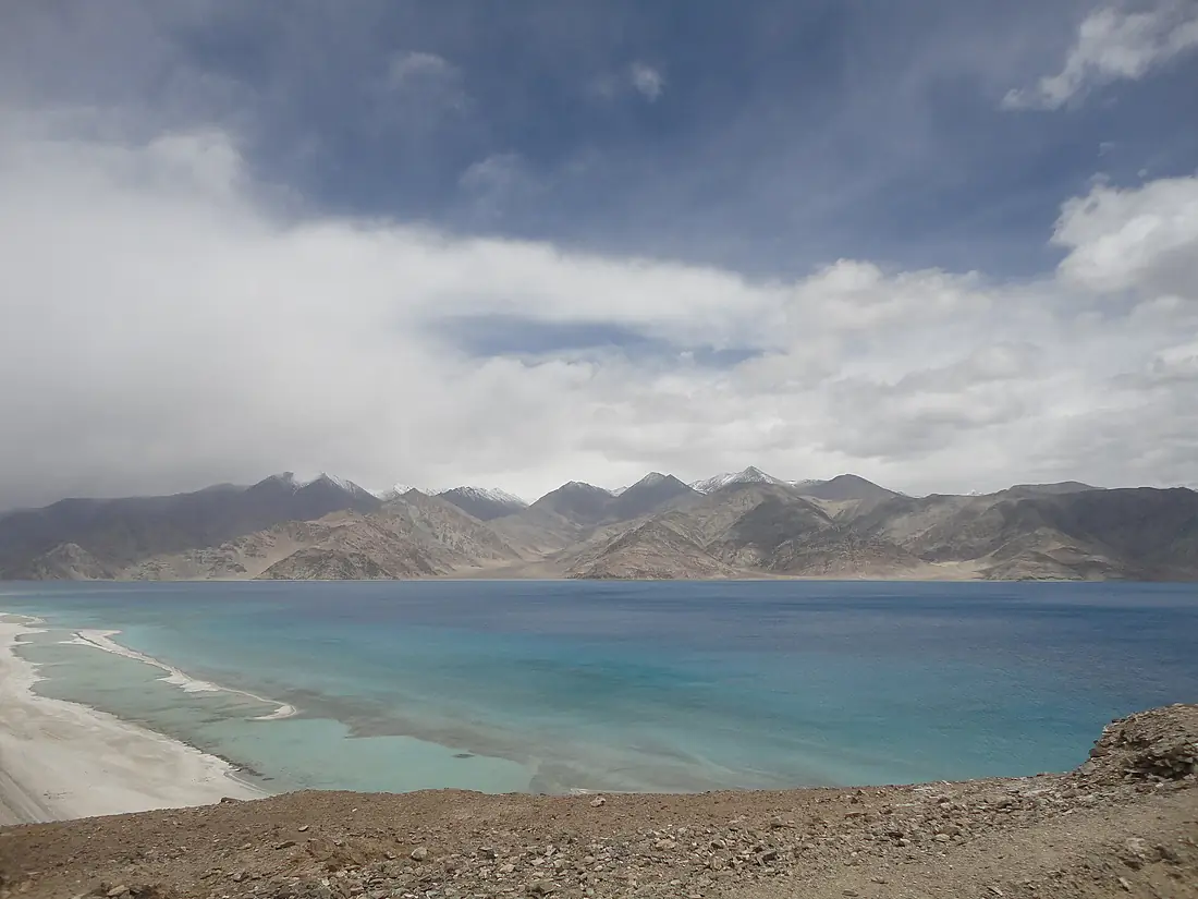 A view from the top of Pangong Tso