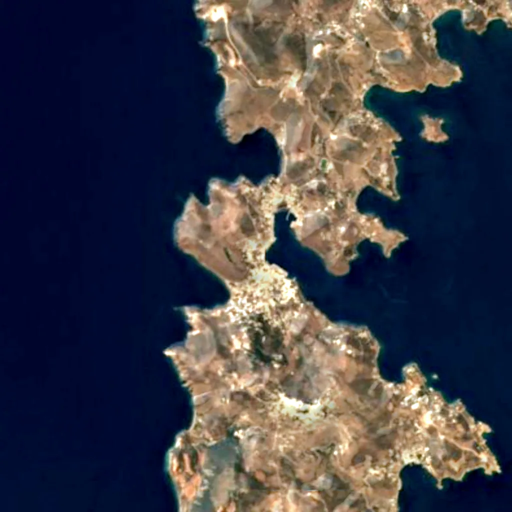 Pátmos vu d'en haut (Sentinel-2)