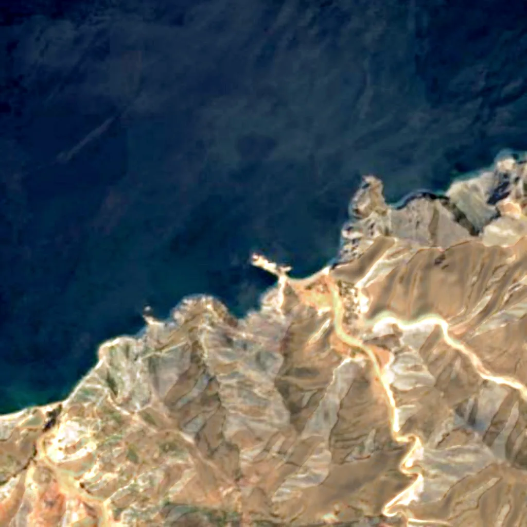 Peñón de Vélez de la Gomera von oben gesehen (Sentinel-2)