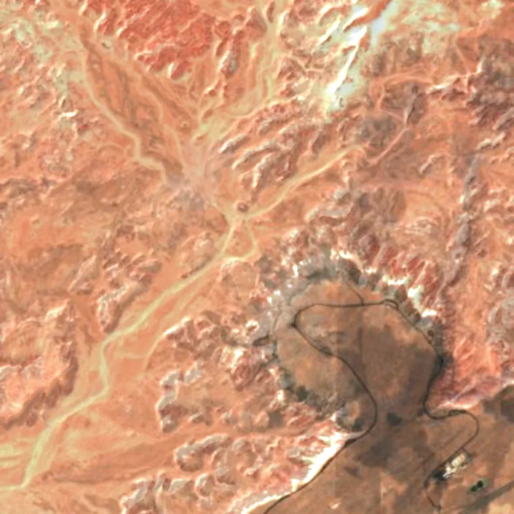 Parco nazionale della foresta pietrificata visto dall'alto (Sentinel-2)