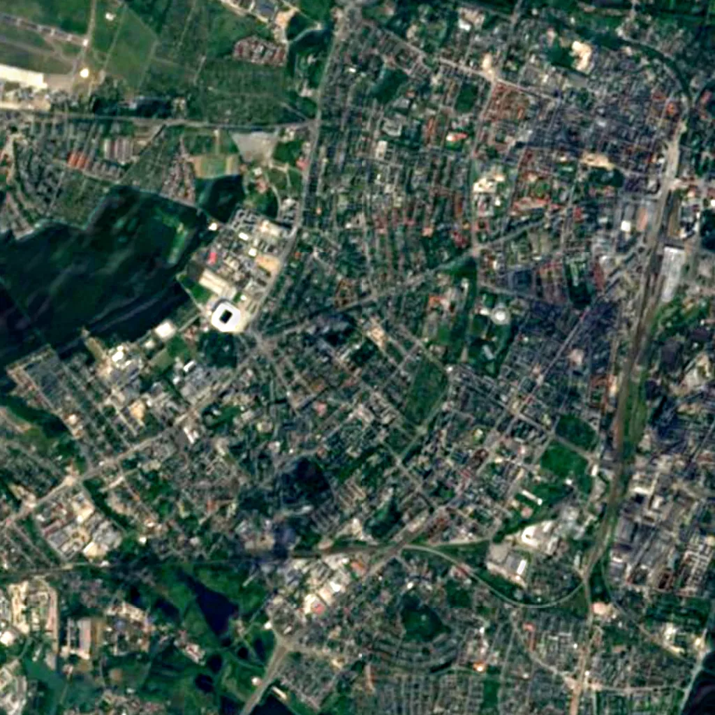 Osservatorio di Poznań visto dall'alto (Sentinel-2)