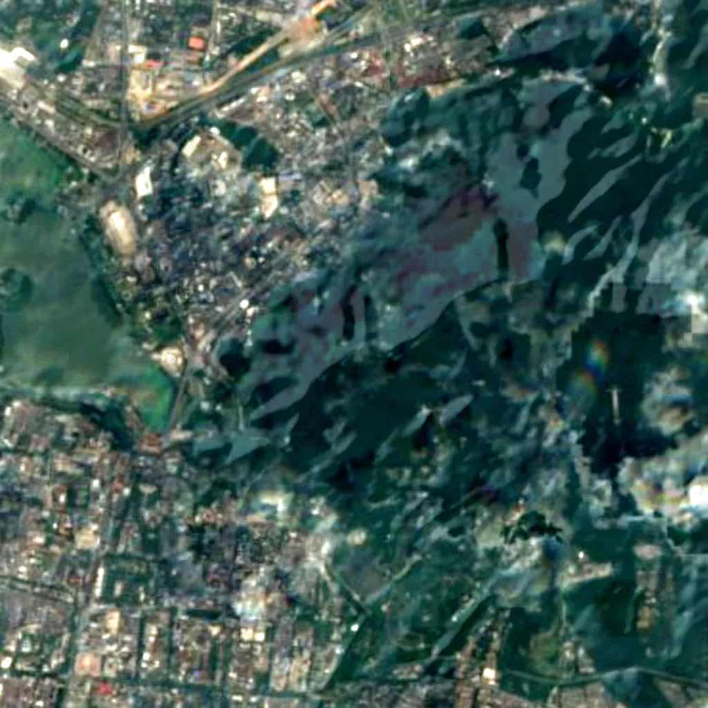 Observatorio de la Montaña Púrpura visto desde arriba (Sentinel-2)