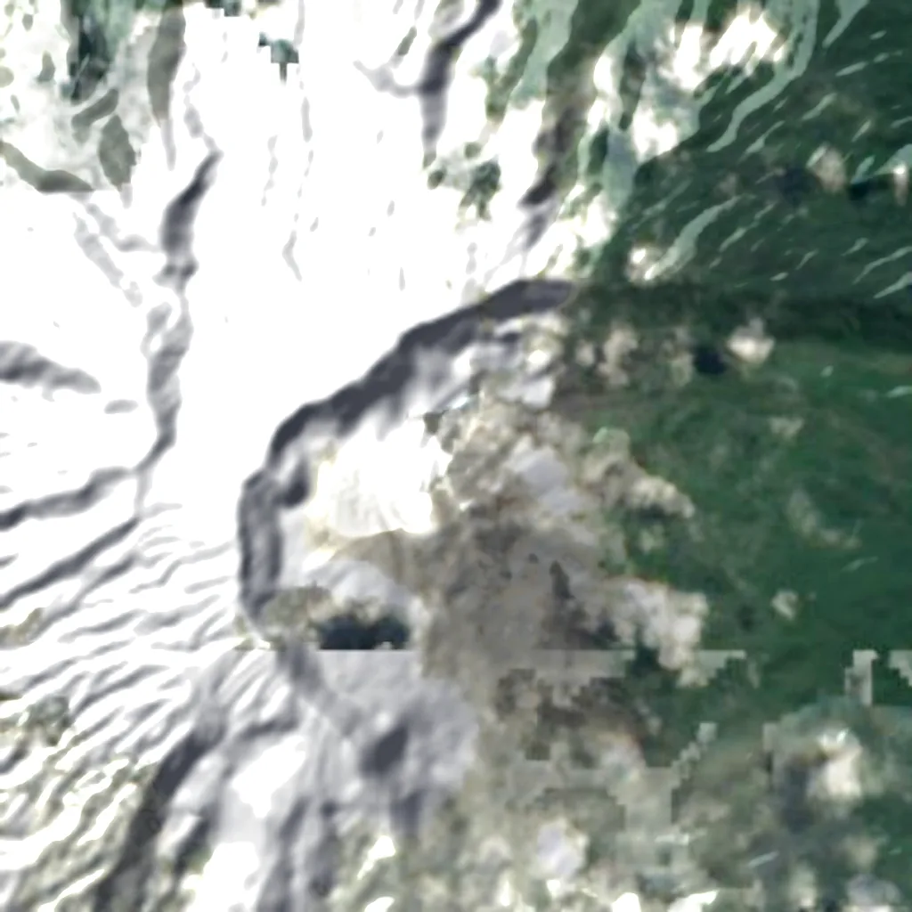 El Reventador van boven gezien (Sentinel-2)