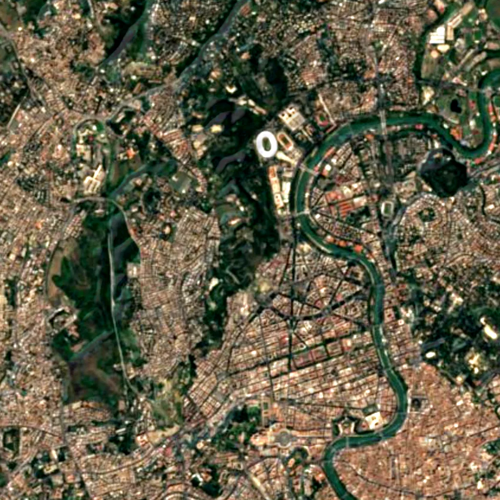 Osservatorio astronomico di Roma visto dall'alto (Sentinel-2)