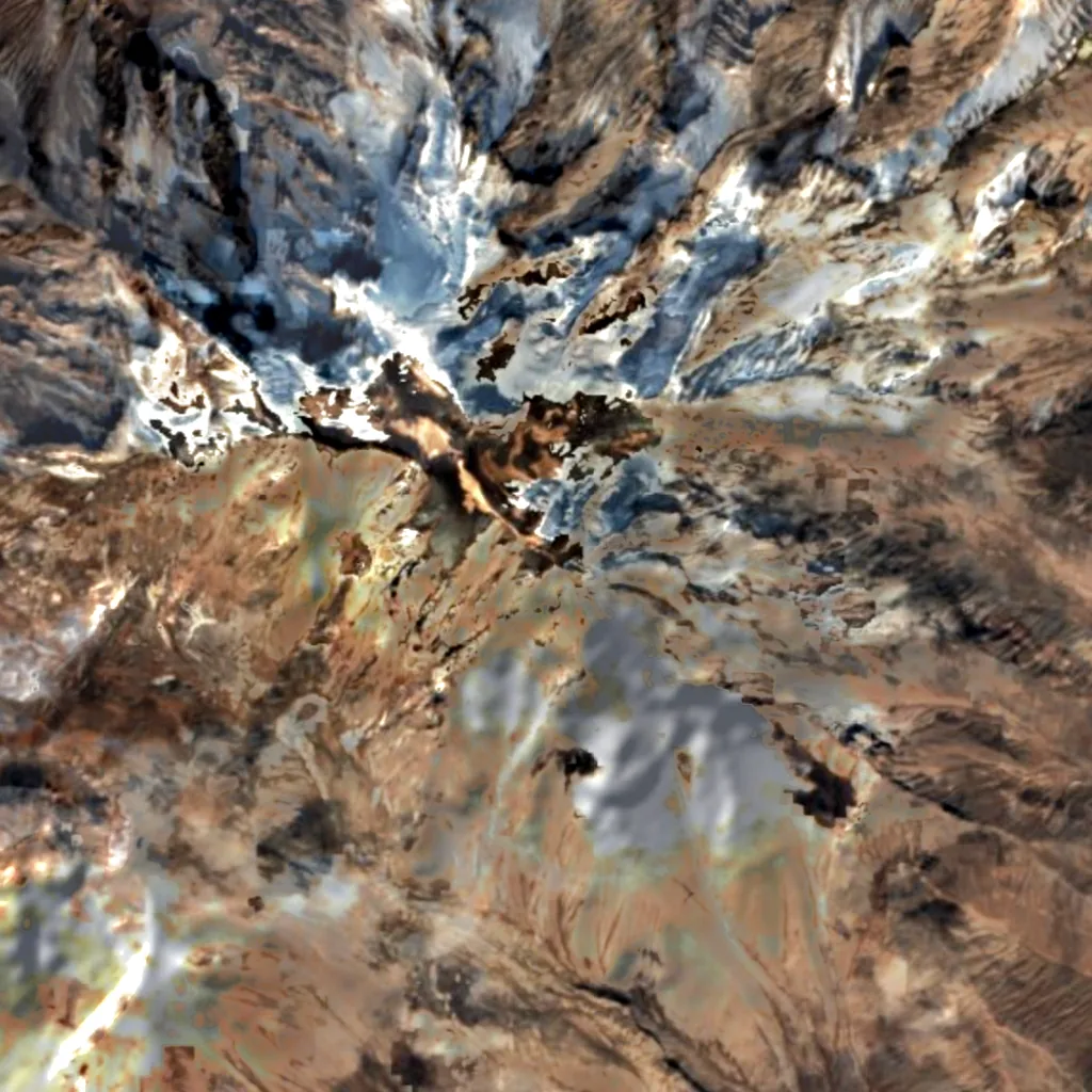 Šiveluč visto dall'alto (Sentinel-2)