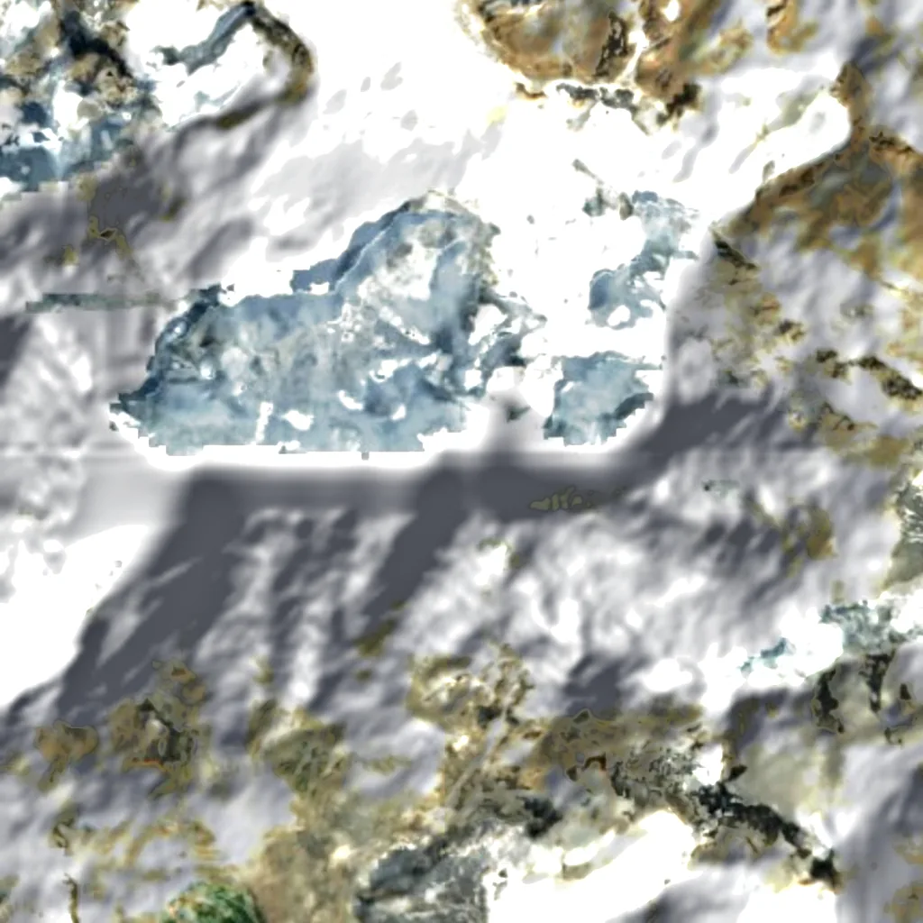Shkhara visto dall'alto (Sentinel-2)