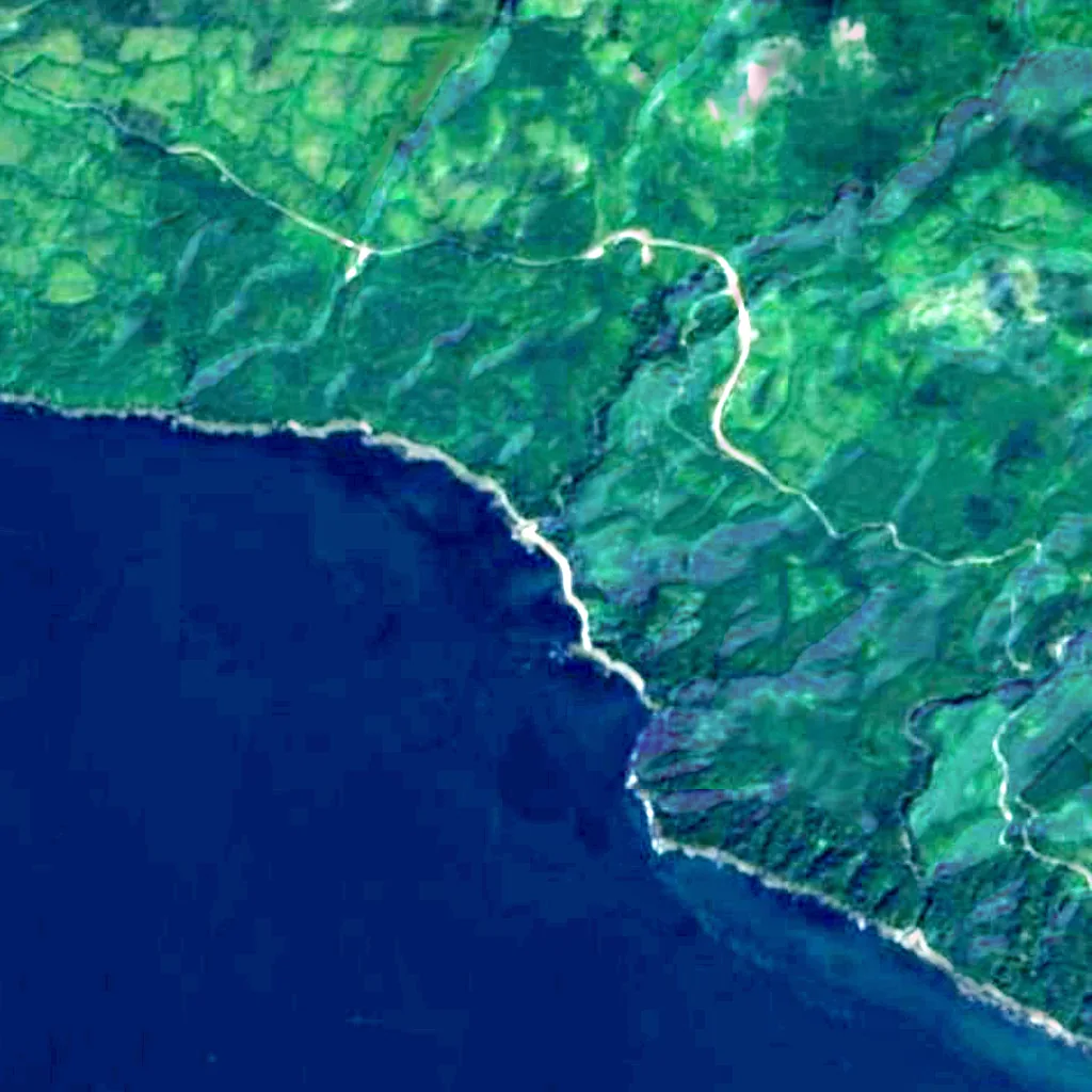Sombrio Beach visto dall'alto (Sentinel-2)
