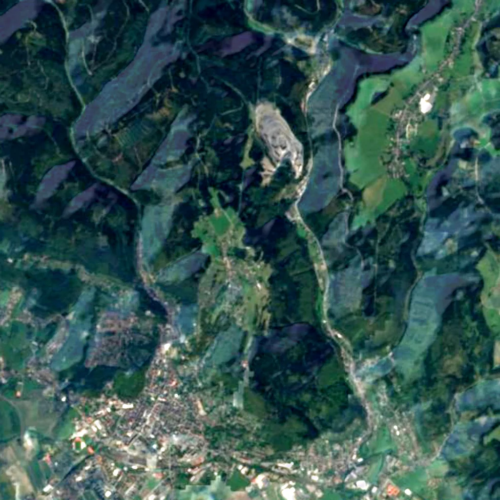 Osservatorio di Sonneberg visto dall'alto (Sentinel-2)