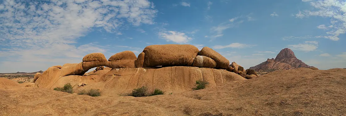 Spitzkoppe Rock Arch Panorama with even sky