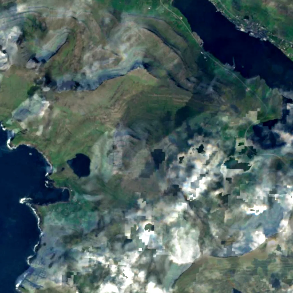 Suðuroy von oben gesehen (Sentinel-2)