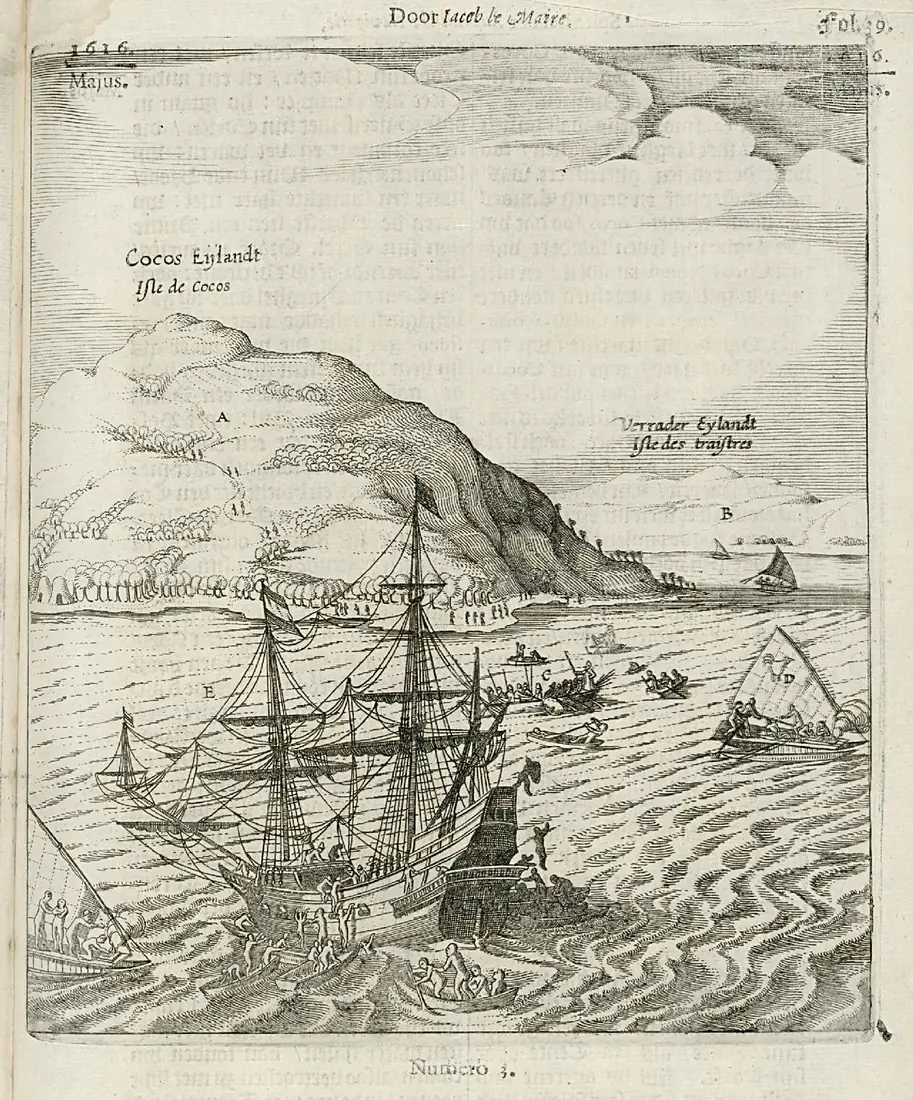 AMH-8123-KB View of Cocos Island and Traitors' Island