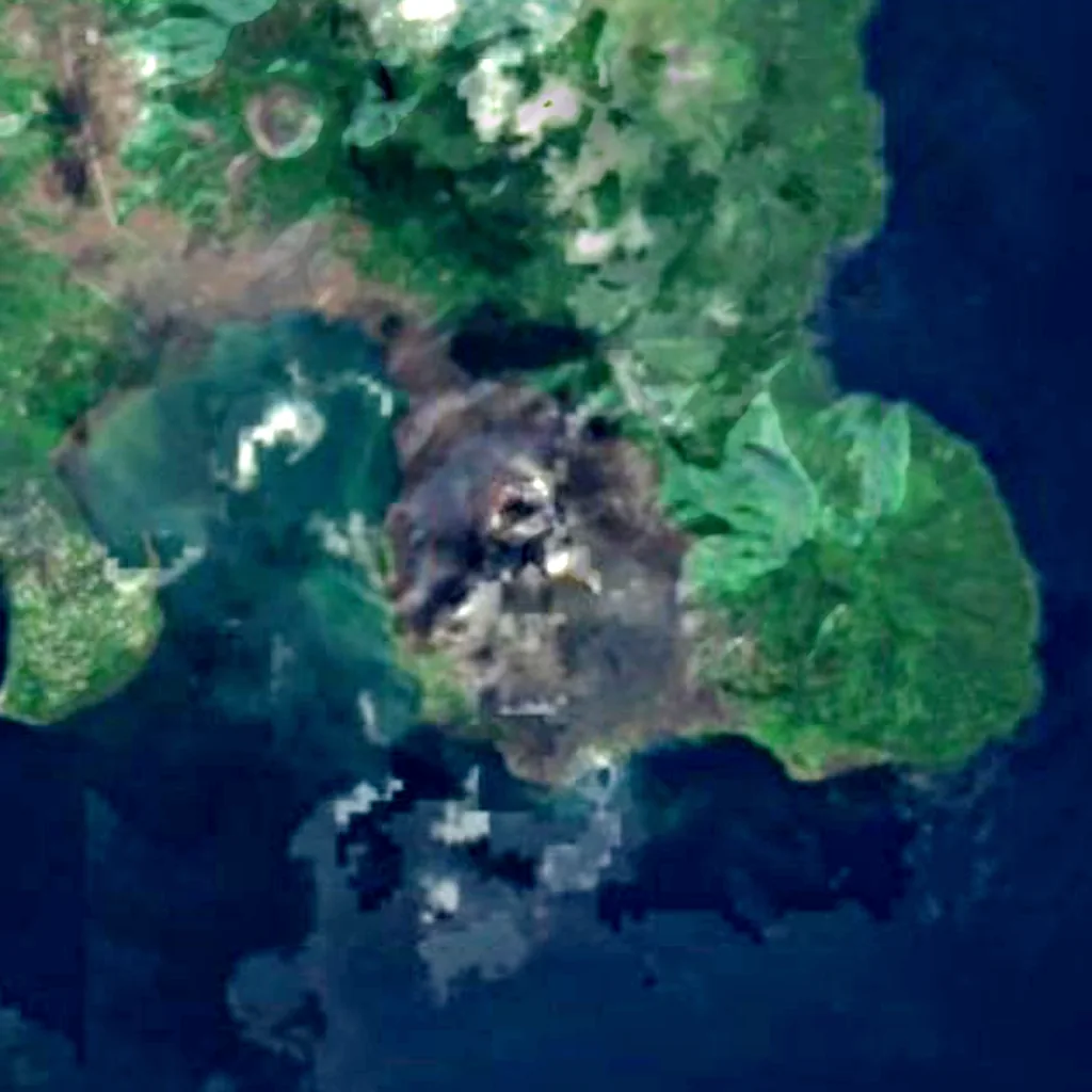 Tavurvur seen from above (Sentinel-2)