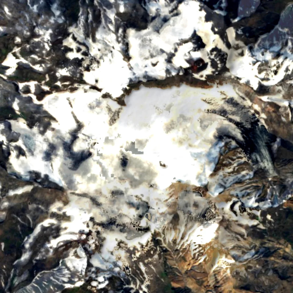 Tindfjallajökull visto desde arriba (Sentinel-2)