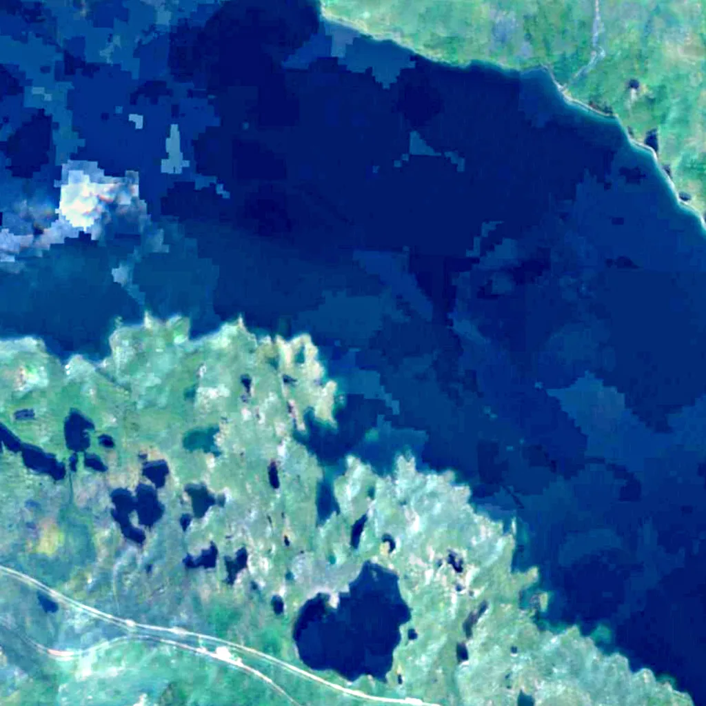 Lago Torneträsk visto de cima (Sentinel-2)