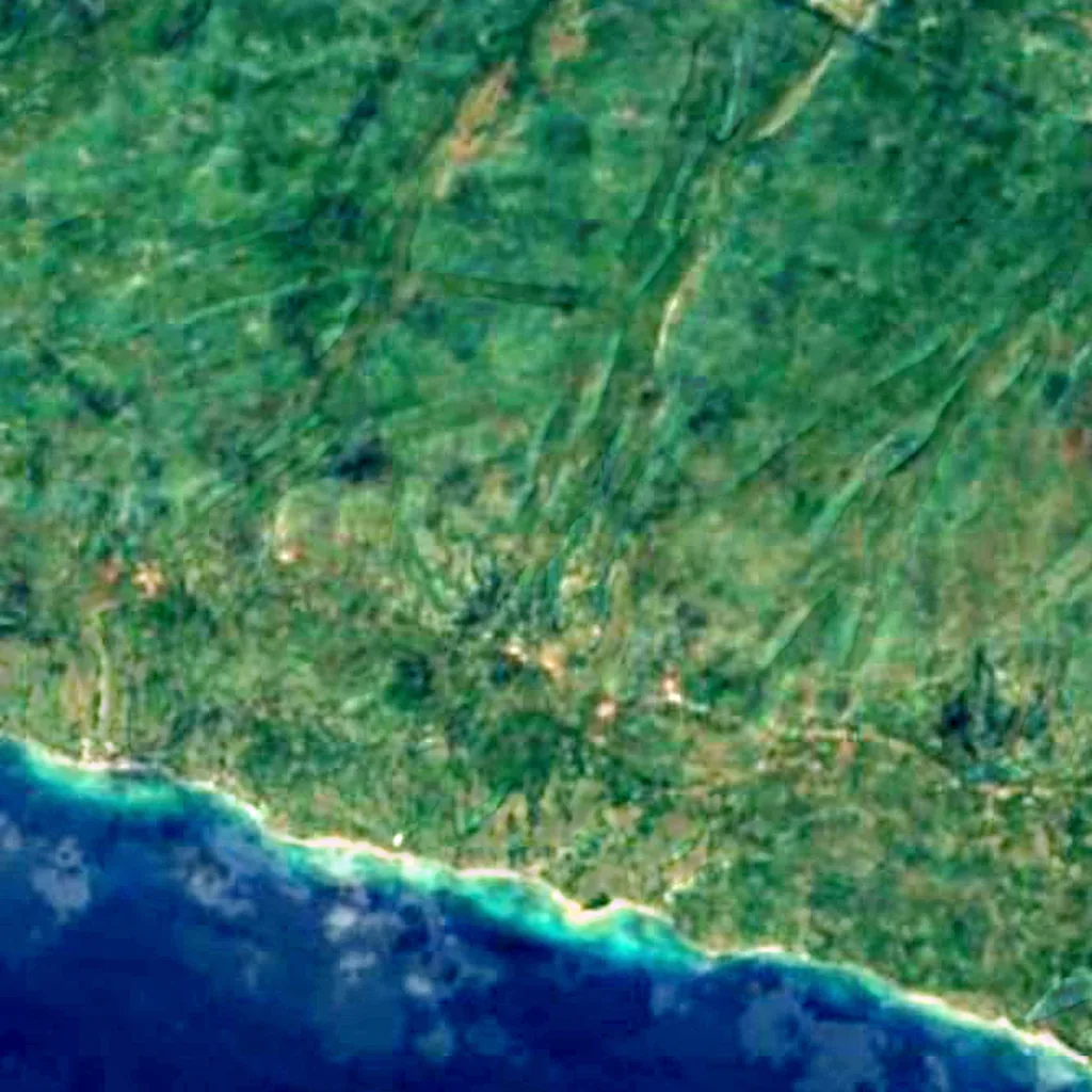 Île de la Tortue von oben gesehen (Sentinel-2)