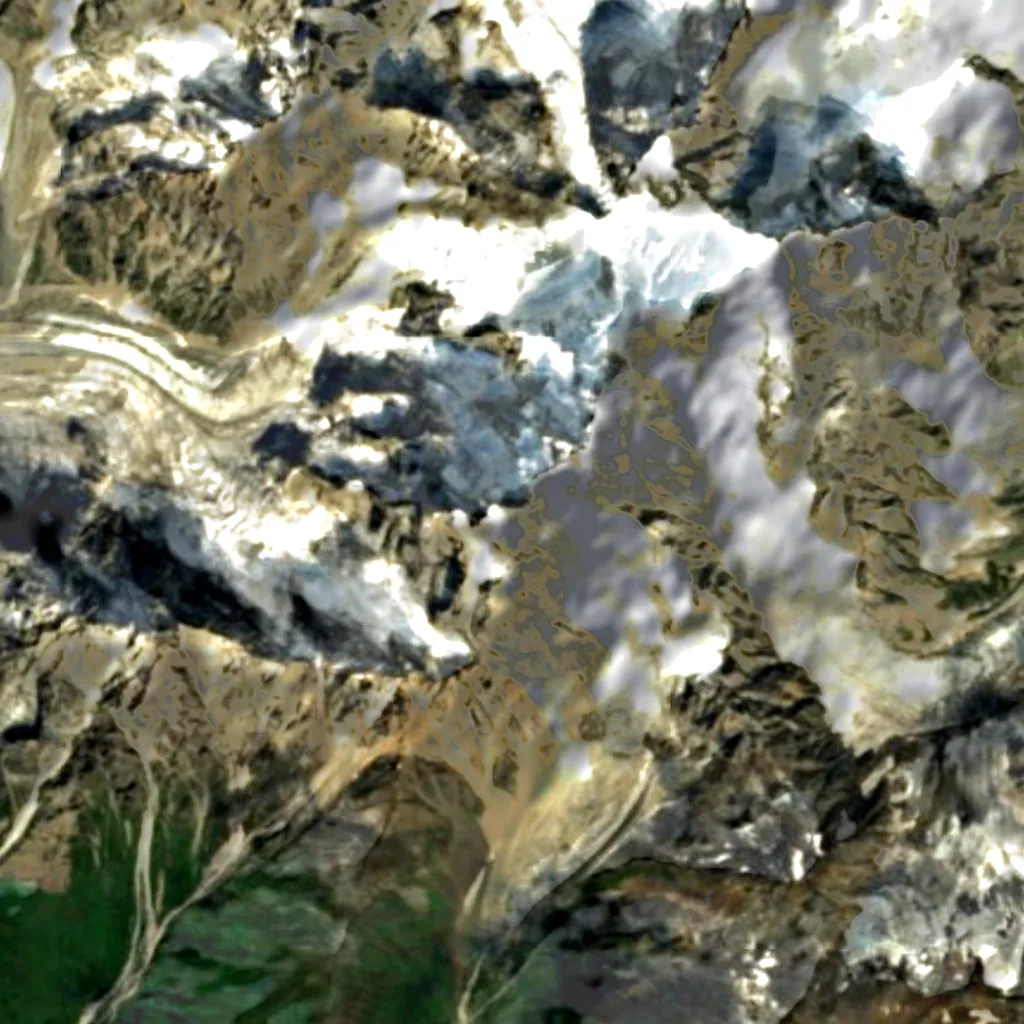 Uschba von oben gesehen (Sentinel-2)