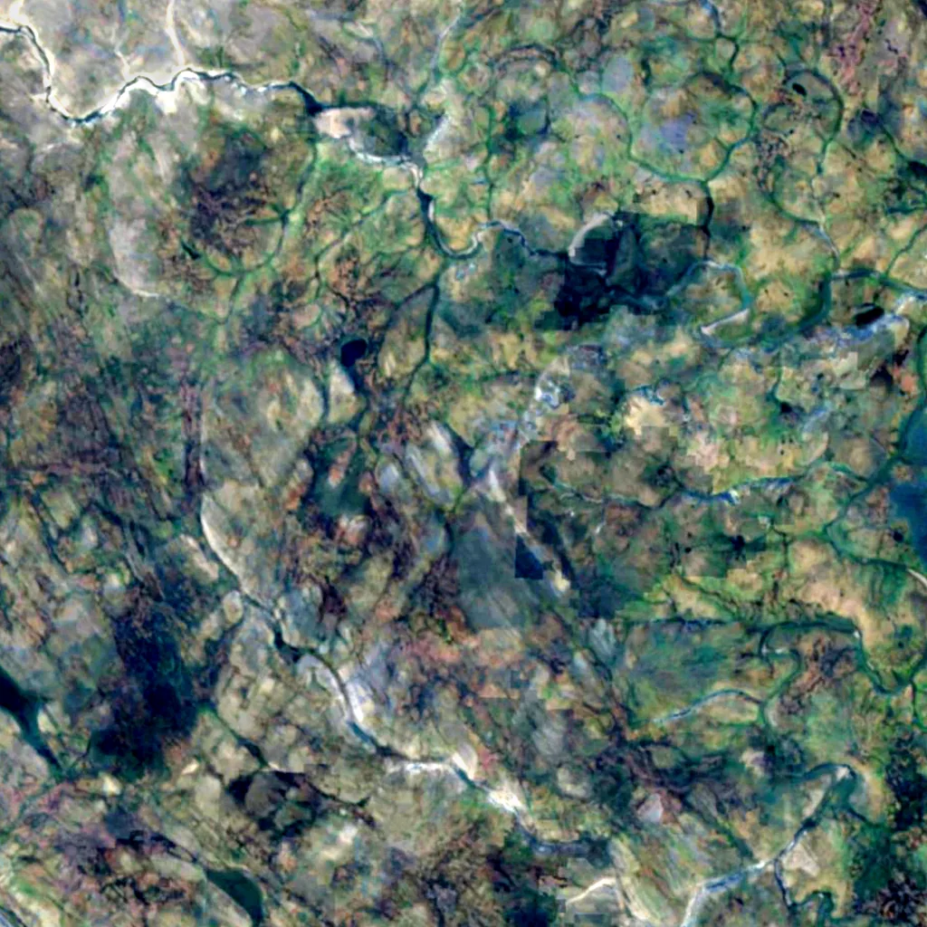 Île Vaïgatch vu d'en haut (Sentinel-2)