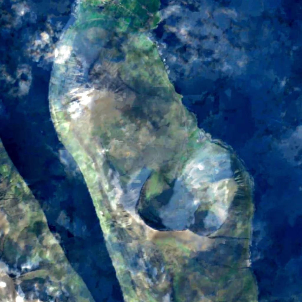 Viðoy von oben gesehen (Sentinel-2)