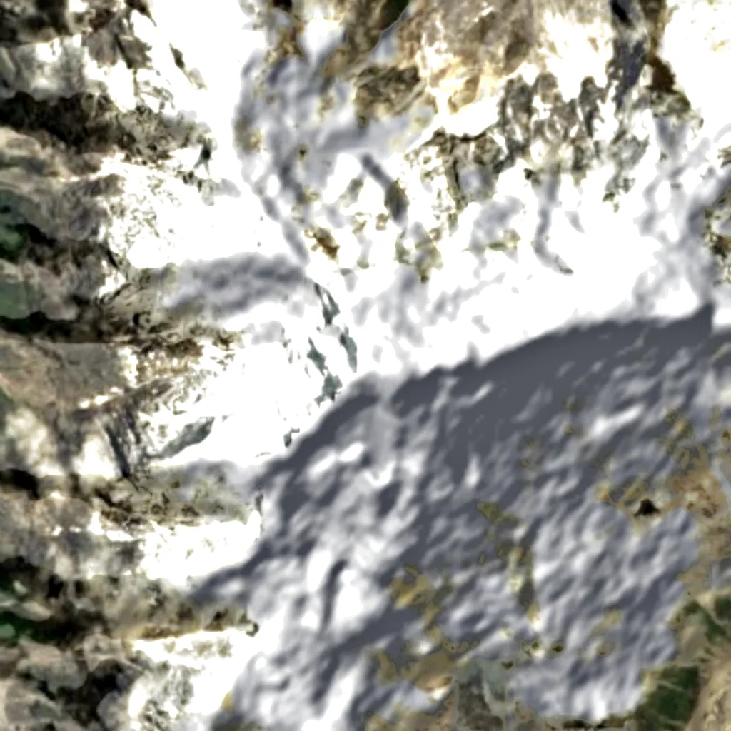 Yangra Kangri von oben gesehen (Sentinel-2)